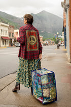 Rolling Tote Bag - Blue Patchwork