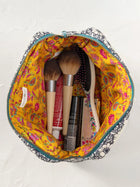 Embroidered Corduroy Cosmetic Pouch