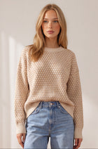 Geometric Check Pattern Sweater - Ivory