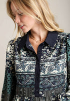 Scarf Print Tiered Midi Dress