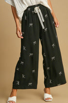 Wide Leg Pants - Bow Detail