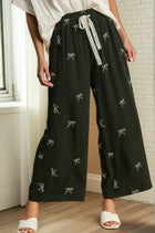 Wide Leg Pants - Bow Detail