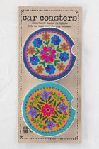 Car Coaster Set - Mustard Folk Floral