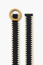 Round Buckle Woven Belt - Black