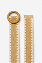 Round Buckle Woven Belt - Khaki