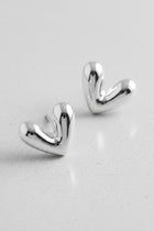 Puffy Heart Earrings - Silver