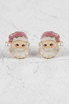 Pink Santa Claus Enamel Studs