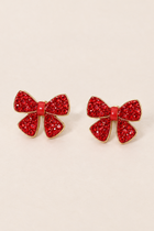 Rhinestone Pave Bow Earrings - 2 Colors