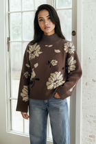 Floral Mock Neck Sweater