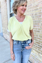 Pleated Surplice Bodysuit