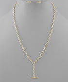 Chain Link Bar Pendant Necklace - 2 Colors