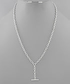 Chain Link Bar Pendant Necklace - 2 Colors