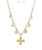 Cross & Multi Charm Necklace