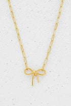Paper Clip Chain Bow Necklace - 2 Colors