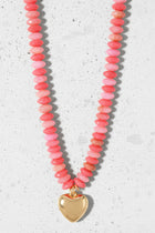 Beaded Heart Pendant Necklace - 3 Colors