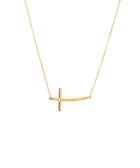 Sideways Curved Cross Necklace