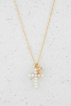 Pave & Pearl Cross Necklace