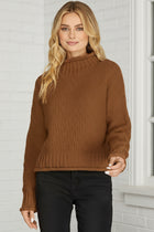 Mock Neck Knit Sweater - Cinnamon