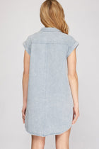 Washed Twill Dress - Blue Grey