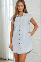 Washed Twill Dress - Blue Grey