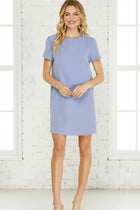 Short Sleeve Shift Dress - Periwinkle