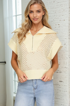 Collared Half-Zip Sweater - Cream