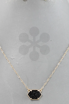 Druzy Hexagon Necklace - 5 Colors