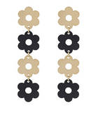 Metal Flower Drop Earrings - 3 Colors