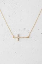 Crystal Sideways Cross Necklace - 2 Colors