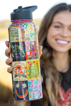 XL Stainless Steel Water Bottle - Chirp Patchwork