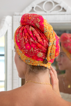 Hair Towel Wrap - Cranberry Wildflowers