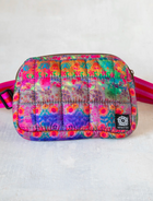 Puffer Belt Bag - Purple Pink Floral