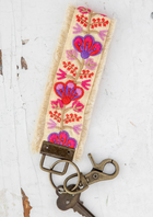 Embroidered Key Fob-Pink Vine
