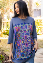Oversized Tee - Blue Folk Gardens