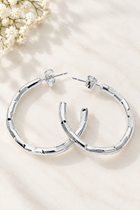 Textured Hoop Earrings - Silver