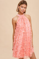 Butterfly Applique Halter Dress