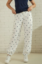 Polka Dot Joggers - Cream