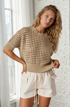 Crochet Open Knit Cropped Sweater