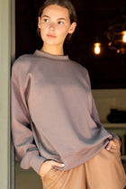 Luxe Scuba Mock Neck Pullover - Mocha