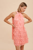 Butterfly Applique Halter Dress