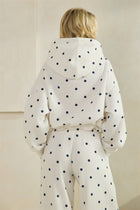 Polka Dot Bubble Hem Hoodie - Cream