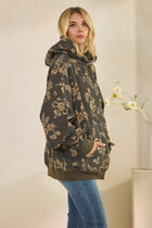 Printed Fleece Hoodie - Charcoal Floral Mix