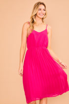 Chiffon Pleated Dress - Fuchsia