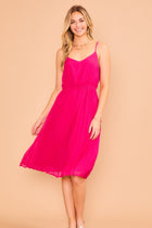 Chiffon Pleated Dress - Fuchsia