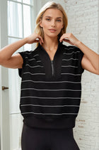 Luxe Scuba Sleeveless Half Zip - Black Stripe