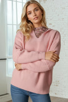 Knit Sweater Hoodie - Pink