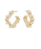 Geometric Shape Pearl Detail Hoops