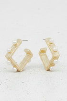 Geometric Shape Pearl Detail Hoops