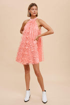 Butterfly Applique Halter Dress