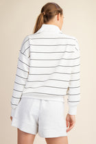 Luxe Scuba Striped Half Zip Jacket - White/Black